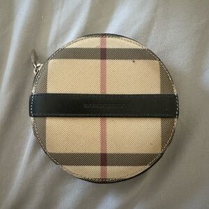 Burberry Beige-Black House Check PVC And Leather Round Coin Pouch